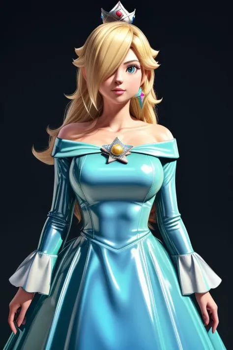 professional detailed (medium shot) photo, (rosalina) dressed in (latex (blue dress:1), (long puffy blonde hair), (jewelry, rosalina's blue dress, princess crown, jewel brooch, long frilly sleeves), (perfect face, beautiful face, symmetric face), (shiny glossy translucent clothing, gleaming oily latex fabric :1.1)
ultra wide angle shot, 8k, RAW photo, photo-realistic, masterpiece, best quality, absurdres, incredibly absurdres, huge filesize, extremely detailed, High quality texture, physically-based rendering, Ray tracing,