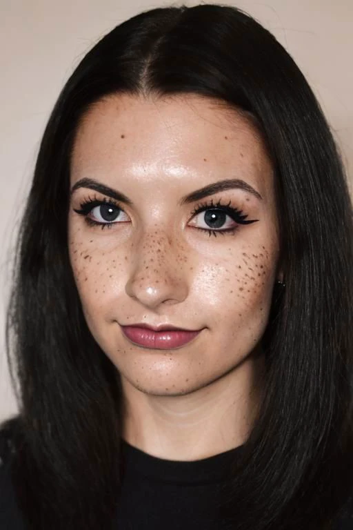 close-up shot, woman, gothic make-up, detailed skin, light freckles, shallow depth of field, OverallDetail <lora:more_details:0.3> , shiny, shiny hair, shiny skin, shiny clothes, <lora:Ivette:1>