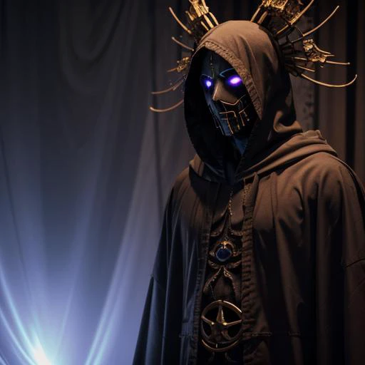 As you stand at the entrance of Hive Cynosure, the air thick with the malevolent aura of the warp, a figure emerges from the shadows. Clad in tattered robes adorned with chaotic symbols, the Harbinger of Ascension reveals themselves. The Harbinger is a being of unsettling presence, their face obscured by a hood, and their form seems to shift in and out of focus. Their voice is a haunting whisper that echoes in your minds as they address the party.
