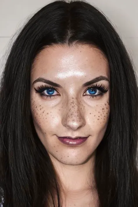 close-up shot, woman, gothic make-up, detailed skin, light freckles, shallow depth of field, OverallDetail <lora:more_details:0.3> , shiny, shiny hair, shiny skin, shiny clothes, <lora:Ivette:1>