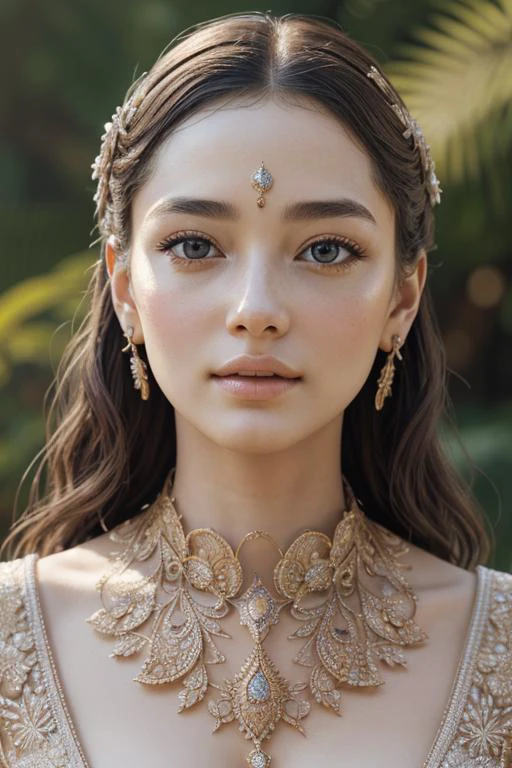 epiCRealism EyeDetail fcDetailPortrait fFaceDetail OverallDetail SkinHairDetail close-up. diamond girl statue, I'm a masterpiece, hyper-detailed, intricate detail, fantasy, layered, crafted from ancient stone, muted colors, digital illustration, close to perfection, dynamic, highly detailed, golden ratio, intricate, epic, highly detailed, vibrant, staged cinematic Rendering characters, super high quality model, high quality, super detailed, volumetric sunburst lighting, tropical forest in the background, hyper realistic illustration, intricate, elegant, highly detailed, octane rendering