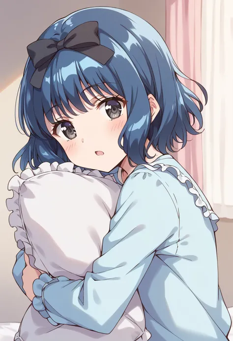 score_9, score_8_up, score_7_up, source_anime BREAK
aizawa mint, pillow, blue hair, pillow hug, object hug, pajamas, solo, short hair, open mouth, blue eyes, hair bow, frills, hair ribbon, frilled pillow, :o, grey eyes, bed, blush,  1girl, long sleeves, eyebrows visible through hair, looking at viewer, holding pillow, solo, indoors, nightgown, black eyes, bangs, upper body, black bow, hair down, black ribbon, surprised, looking at another, hug 
<lora:mew_mint_aizawa_mint_sdxl_locon_pony_v1:0.7>