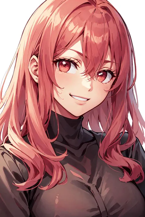 <lora:Sagat&Deliner:0.6> portrait, black outfit, long red hair, smile