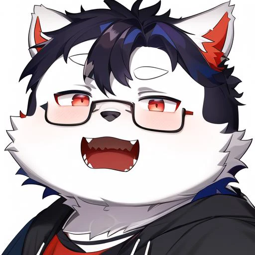 masterpiece, best quality, (heixuan furry),[[colorful hair]],[colorful],[[chubby]],clear face,expressionless, white background, male,looking at viewer,