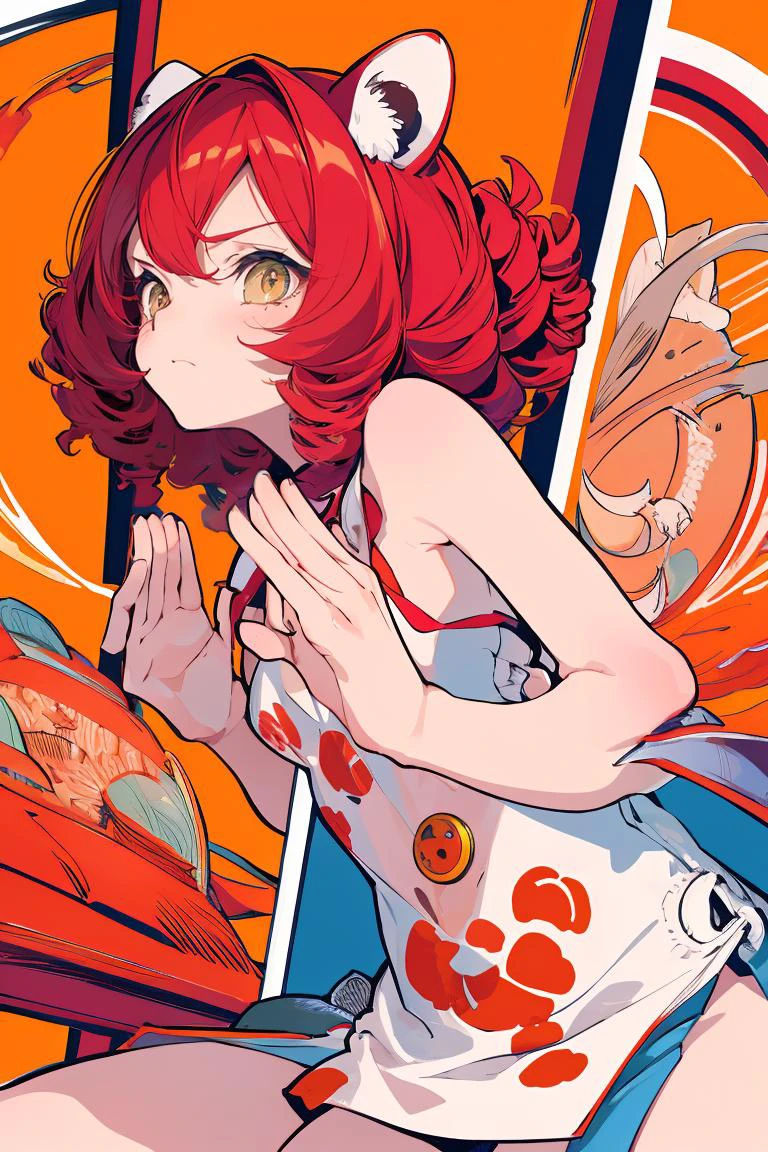 (masterpiece, best quality), female ager, sinewy, native american, hazel eyes, button nose, defined jawline, , red
retro curls hair, annoyance
wearing jaguar print __bo/properties/color__
seamless cheeky, chemise, ,
, hands in prayer position, showing reverence
