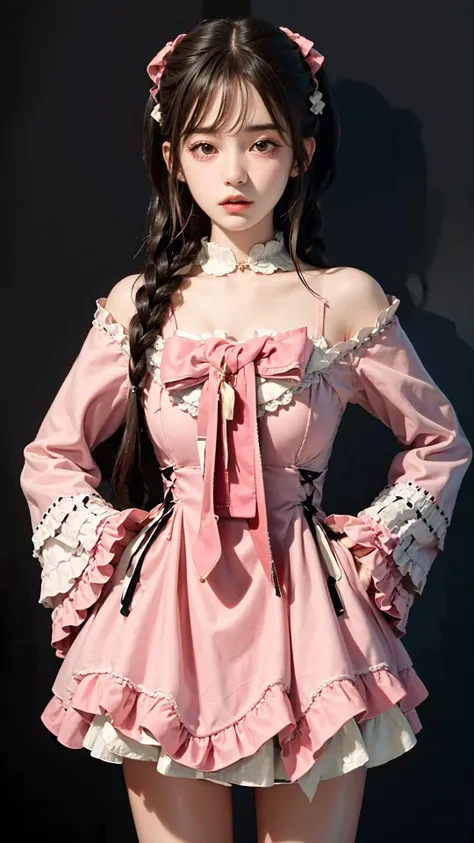 grassland, 1girl, solo, full_shot, hands_on_hips,
<lora:è´é¢neg4all_bdsqlsz:0.8>, mh \(manaka nemu\), pink dress,, best quality, ultra high res, (photorealistic:1.4), masterpiece, highres, original, extremely detailed wallpaper