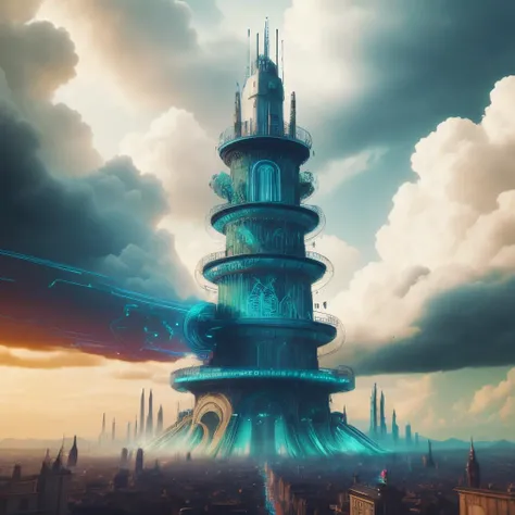 Illustration style, warm colors, futuristic city square, goddess statue in the square, 8k, 3d --auto --s2