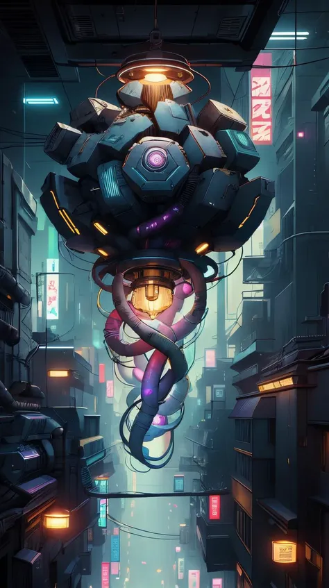 <lora:C7b3rp0nkStyle:1>RAW Photo of C7b3rp0nkStyle a led - strip lamp hanging from the sealing, modern aesthetic, sci - fi look, by frank gehry, concept art, cyberpunk style, photorealistic, (Masterpiece:1.3) (best quality:1.2) (high quality:1.1)