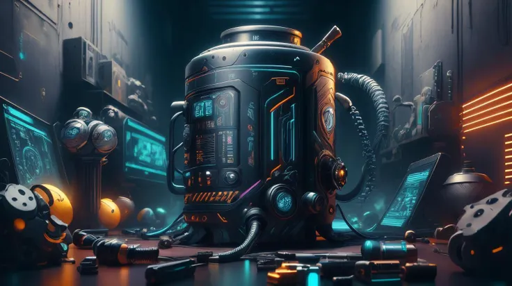 <lora:C7b3rp0nkStyle:1>RAW Photo of C7b3rp0nkStyle Shaker, cyberpunk style, photorealistic, (Masterpiece:1.3) (best quality:1.2) (high quality:1.1)