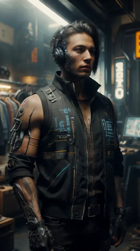 Change the background of a handsome , teenage thai, cyberpunk guy., reallstic face, 8k, ultra realistic