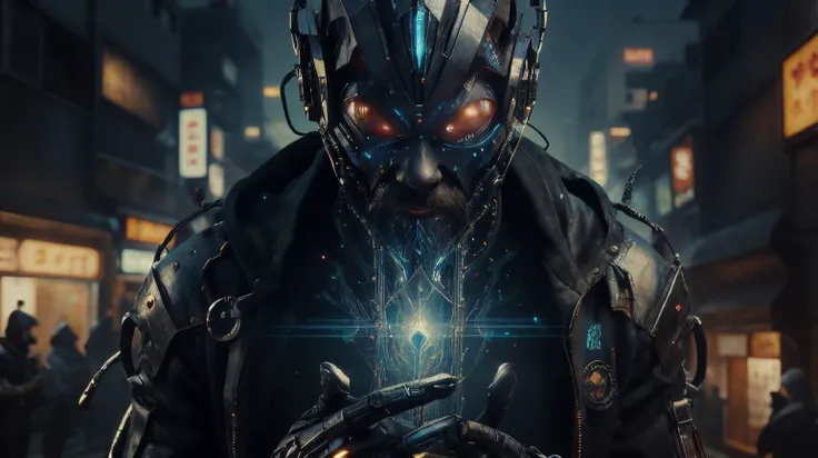 <lora:C7b3rp0nkStyle:1>RAW Photo of C7b3rp0nkStyle wizard, cyberpunk style, photorealistic, (Masterpiece:1.3) (best quality:1.2) (high quality:1.1)