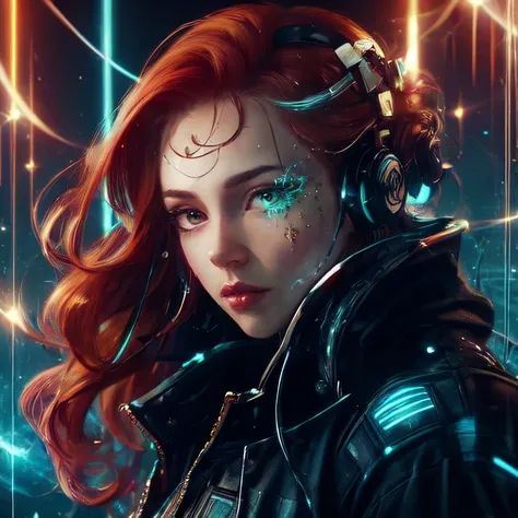 kkw-detailMe-v1.0 kkw-ph1 , (hayl3y-001, woman with (auburn-hair), olive-green-eyes. fcHeatPortraitat) <lora:C7b3rp0nkStyle:1> C7b3rp0nkStyle, BREAK Style-GravityMagic, portrait, solo, (full body:0.6), looking away, detailed background, detailed face, (starwars theme:1.1), audio-mage, wearing clothes, resonant magical gem pendant, determined look, primal vibrations, resonance sparks booming bass, distorted reality in background, chromatic shadows, epic atmosphere,