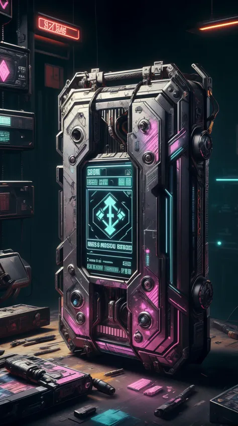 <lora:C7b3rp0nkStyle:1> C7b3rp0nkStyle Pocket-sized first aid kit, colorful, cyberpunk style, neon lights, dark mood, high contrast, (Masterpiece:1.3) (best quality:1.2) (high quality:1.1)