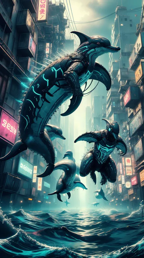 (creation:1.8),Super Detail, High quality, hight resolution,Digital Cyberpunk,[The human:shark:0.5],Realistic