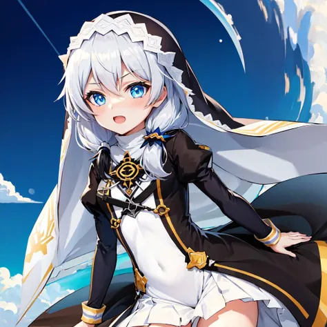 (masterpiece:1.2), (best quality:1.3), valkyrie_pledge, 1girl, flat_chest, black_dress, nun, veil, <lora:valkyrie_pledge_v5-000010:1>