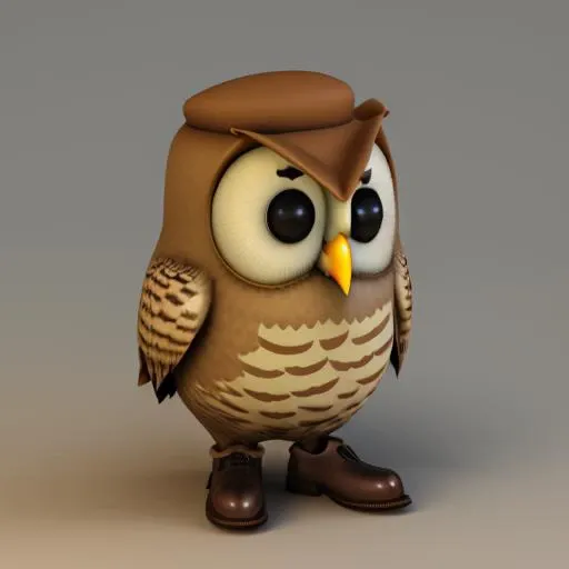 owl <lora:Tikibirdv2:0.8> tikibird owl, owl design, brown shoes, 3D render