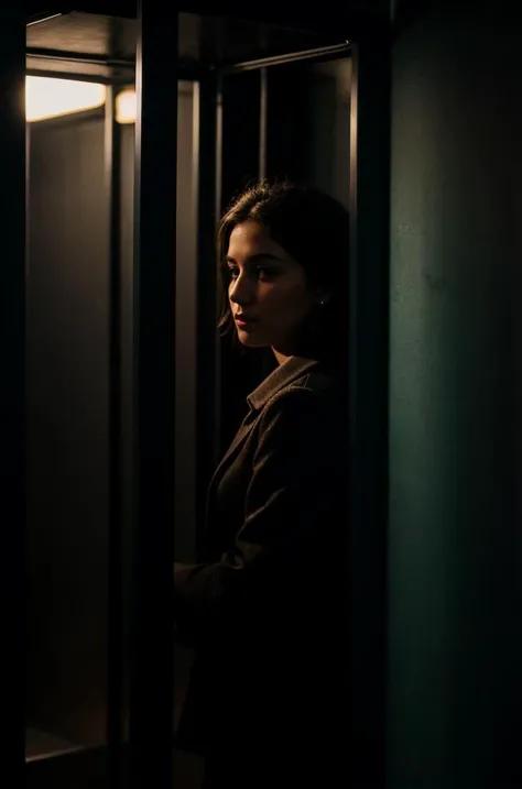 Low Quality film, masterpiece, accidentally photo found footage, random photography, night at a phone booth, woman, slate atmosphere, cinematic, dimmed colors, dark shot, muted colors <lora:add_detail:0.8>  <lora:picxer_bside:1.5>
