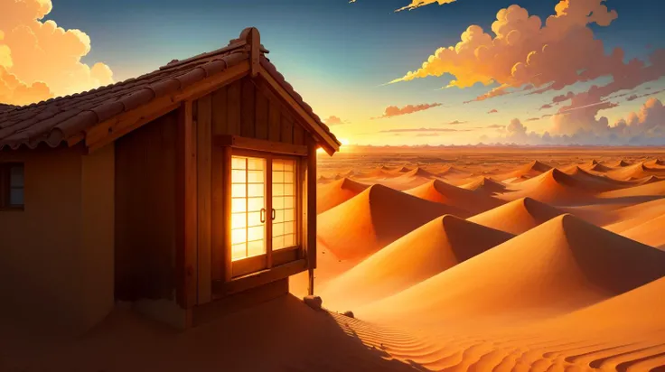 Black background, masterpiece, top quality, best quality, official art, beautiful and aesthetic:1.2),(8k, best quality, masterpiece:1.2), <lora:CGgamebuilding gsw_20230706164254:0.6>,CGgamebuilding gsw, no humans, building, window, traditional media, house, in Hot Desert, Vast sandy expanse, wind-sculpted dunes glowing under a scorching sun