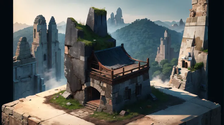 Black background, masterpiece, top quality, best quality, official art, beautiful and aesthetic:1.2),(8k, best quality, masterpiece:1.2), <lora:CGgamebuilding gsw_20230706164254:0.6>,CGgamebuilding gsw, no humans, building, window, traditional media, house, in Limestone Karst, Jagged peaks rising from ground, a secluded cave opening beneath