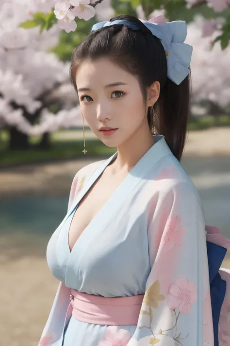 masterpiece, best quality
<lora:Jade Shen:0.7:FACE>1girl, large_breast, ponytail, looking at the viewer, solo,
cowboy_shot,
( 1-2$$blue|pink|red|golden and white kimono:1.2),
sakula, cherry blossom,