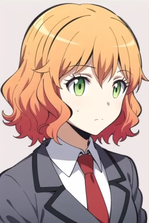 masterpiece, highres, 1girl, <lora:HinanoKurahashiR4:0.7>,HinanoKurahashiR4, green eyes, orange hair, simple , school uniform, background,Upper body