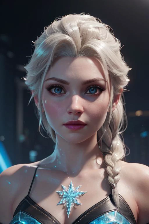 3d render, cgi, 1girl, Elsa Frozen, cyberpunk gameplay, cinematic lighting, 4k, hyperrealistic, focused, extreme details, unreal engine 5 render, cinematic, masterpiece