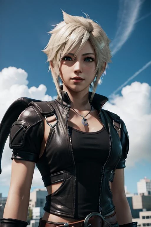 final fantasy 3d render, Cloud strife, ff7 remake, upperbody