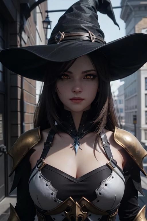 (masterpiece), (best quality:1.0), (ultra highres:1.0), (detailed eyes, perfect eyes), 1girl, solo, yellow eyes, modern witch knight, unreal engine 5 render, upperbody,