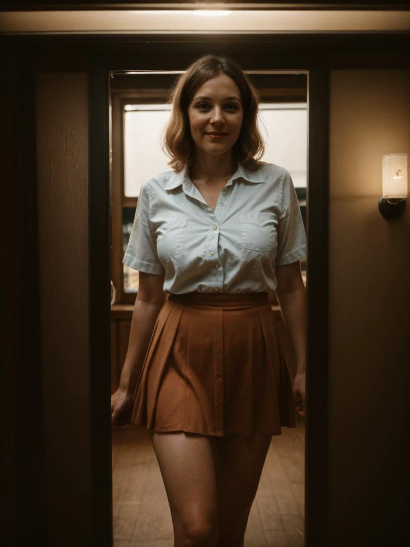 33 year old English women, natural breasts,<lora:weight_slider_v2 :-0.4> ,<lora:breastsizeslideroffset:0.2>,, cinematic lighting, (flirty eyes), (shy smirk),wearing 70s/women/70s_shirts, 70s/women/70s_skirts_simple,(((homely)))
Epic35mm,, hanging out at Locations<lora:epiC35mm:1>,<lora:add_detail:0.8>,<lora:epiCRealismHelper:1>, <lora:epiCRealLife:1> <lora:Sagging breasts:.4>,view from behind