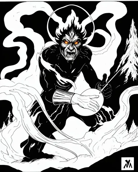 wizard casting magma magic, <lora:OldSchoolDnD-10:1.0> adnd lineart, action shot, <lora:actionshot:0.8> magma magic globs of molten rock, bubble and churn, intense heat, fiery orange and red glowing, casting a hellish light, crackling sound, earth's furious heart brought to the surface