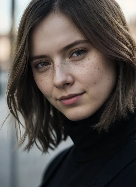 A stunning intricate full color portrait of (sks woman:1), wearing a black turtleneck, epic character composition, by ilya kuvshinov, alessio albi, nina masic, sharp focus, natural lighting, subsurface scattering, f2, 35mm, film grain, <lora:locon_aspenow_v1_from_v1_64_32:1>