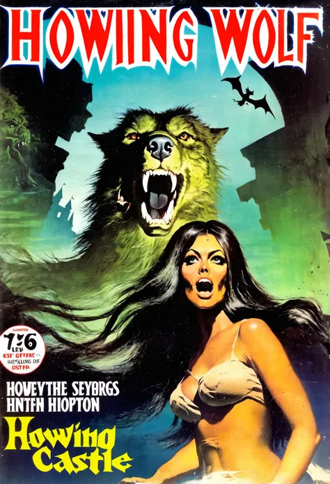 By frank frazetta, expressive, dynamic, good anatomy, attractive, werewolf female, ripping off shirt, night, moonrays, vagina, breasts, forest night background, solo, nipples, howling