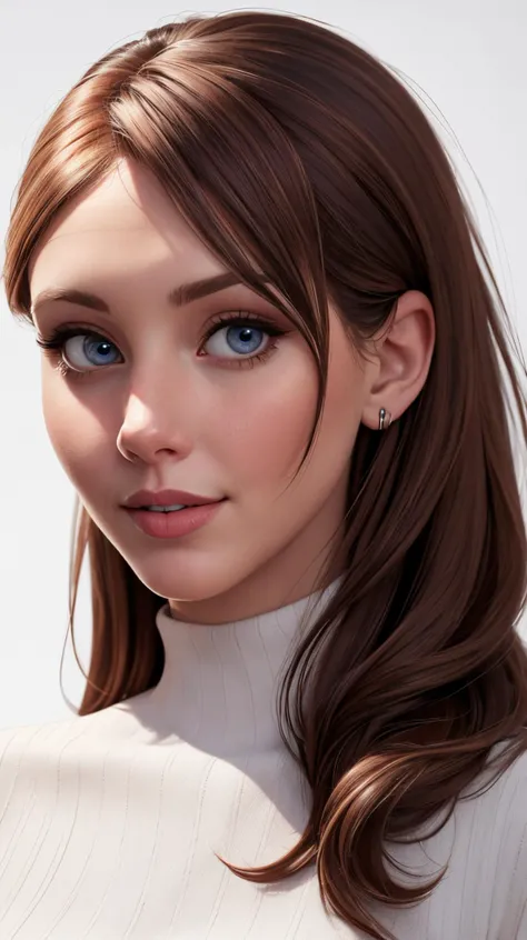 jul144nn:1.2 as cartoon character, sfw, casual dressed, turtleneck, upper body, intricate, sharp focus, soft lighting, vibrant colors, masterpiece, (frontal), detailed eyes, advertising studio lights, frontal led light ring, smooth shadows, bokeh background, Hyper Realistic Photography, Hyperdetail, UHD, Color orrection, HDR, color grading, hyper realistic (white background)