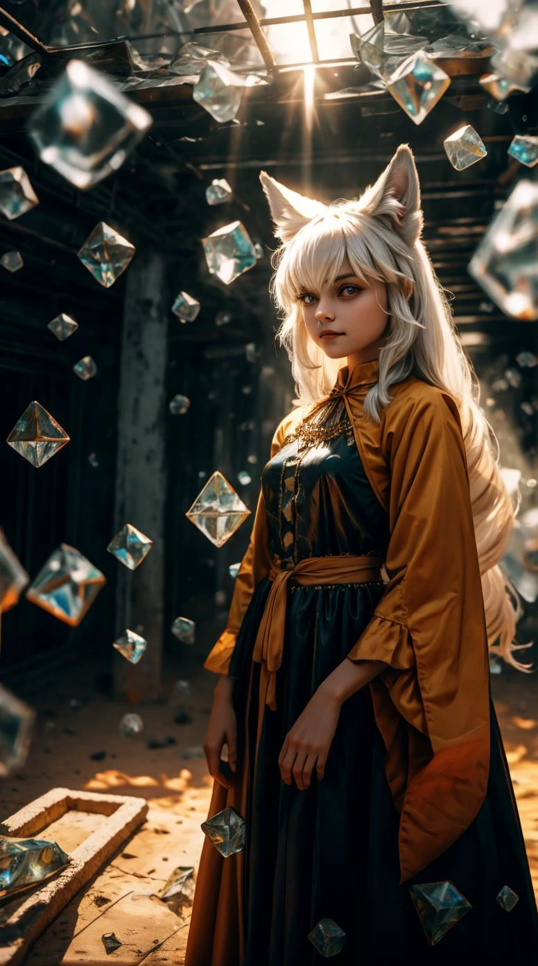 a profesional picture of 1 girl, young girl,(small breasts:1.3) ,astetic beauty, <lora:yukino:0.75> yukino, 1girl, fox ears, fox tail, long hair , dresed as Entertainer , Patient Waiting: Standing with arms crossed, they appear patient and composed. Their gaze is calm, and their demeanor suggests a willingness to wait. , fear in Creepy underground catacombs realistic ,perfect quality,best quality,ultrasharp,ultradetailed,perfect quality,masterpiece,intricated details, cowboy shot <lora:add_detail:0.4> , <hypernet:sxzBloom_sxzBloom:0.4> , <lora:GoodHands-beta2:1><lora:æå
V1 style:0.79> nvshen, glass,broken glass,sunlight,,glass,broken glass,sunlight hotify