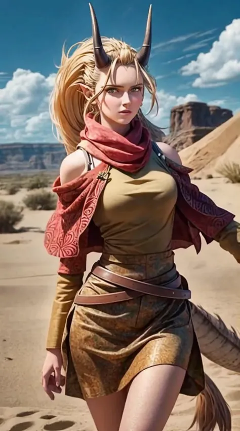a profesional picture of 1 girl, young girl,(small breasts:1.3) ,astetic beauty, <lora:isabellav2:0.79> white hair, 1girl, long hair, red eyes, bangs, horns, off shoulder, scarf, tails, small horn , dresed as ranger wearing ranger outfit holding long bow , fighting a gorilla , determined in conservatory realistic ,perfect quality,best quality,ultrasharp,ultradetailed,perfect quality,masterpiece,intricated details, cowboy shot <lora:add_detail:0.4> , <hypernet:sxzBloom_sxzBloom:0.4> , <lora:GoodHands-beta2:1><lora:Sandstorm_v1.0:0.81> sandstrom, wind, sand hotify