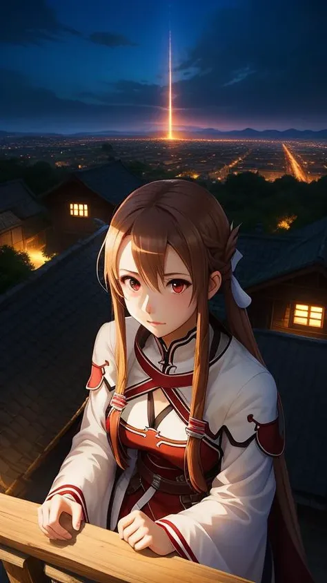 <lora:asunaLora_asuna:0. 5> masterpiece, best quality, asuna, asuna_\(sao\), 1girl, outdoors, view from above, intricate details, volumetric lighting