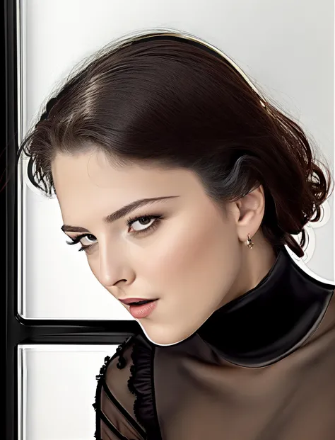SaraBell, woman,
(headshot:1.3), Woman, elegant dress, dark lipstick, sleek hairstyle, high heels, dramatic lighting, sensuality, boldness, Helmut Newton, Irving Penn, glamour, sophistication, curves, lines, texture, chiaroscuro, expressionism, Art Deco, vintage, seductive. High resolution. Stunning. Bold. Intense. Impeccable detail. Masterpiece. Timeless. Iconic. shoulder forward, bare shoulder, rule of thirds