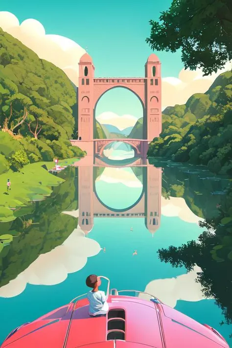 <lora:S1-Monument Valley_Deliberate-000008:0.5>,
(by Phil Noto, by Pixar, by Cory Loftis, by Ed Mell, by Drew Struzan, by Alberto Morrocco),
valve,pink valve,door,stairs,light brown trail,trail,
water,green blue background,green blue water,lotus,
triangle paradox,arch bridge,buttress,reflection,water reflection
sharp focus, (HDR), (8k), (gigapixel), ((masterpiece))