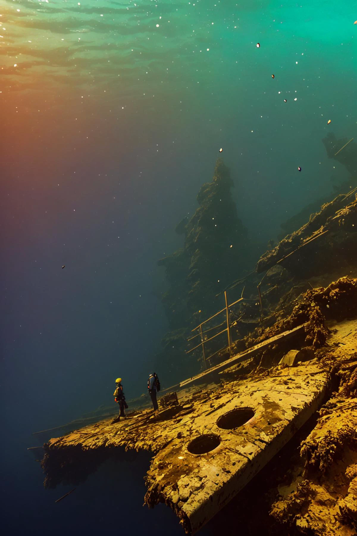 (masterpiece, best quality), intricate details, 8k, artstation, wallpaper, official art, splash art, sharp focus,
<lora:thalassophobia_v10:0.8> underwater city, destroyed buildings, skyscrappers, ambient lighting, ruins, debris, shipwreck