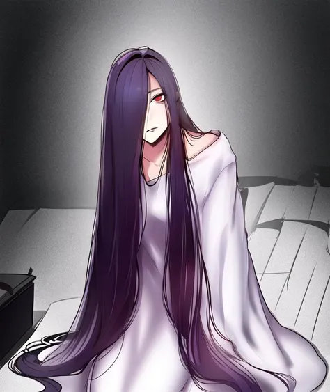 ((masterpiece)),(best quality), absurdres,sadako_yamamura,red eyes, white dress,<lora:Sadakobest:0.9>, <lora:beautifulNewWorld_v10:0.8>,