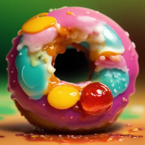 (FOOD_CRIT:1.444):::::::::::::::::Photorealistic_Amorphous_Doughnut Dream::::::::Trompe-l'œil masterpiece(illustration:1.1) of a anthropomorphic photogenic slime doughnut delight|BREAK|dripping in jam-jelly|BREAK|style of (GOOSEBUMPS ART BY TIM JACOBUS:0.9) // (BEEPLE:0.999) // Houdini3d Octane Render //  food_porn // (LIQUID SPLASH:1.111)