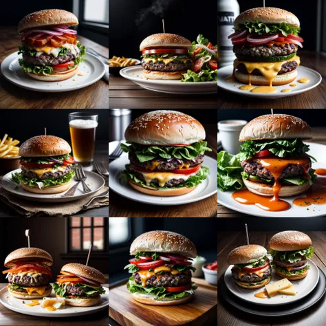 Masterpiece , high quality , RAW photo product , Liquid art scene , (FOOD_CRIT: 0.8) delicious American burger , half baked meat , melted cheese , salad, BREAK sharp , focus , rtx on , film grain, <lora:more_details:1> NO humans, RmadaArt V8 Cold Vae//Project Cryengine