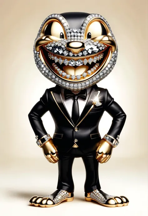 frog with a large smile, teeth made of diamonds, wearing a black suit
<lora:ral-bling-sdxl:0.8> ral-bling