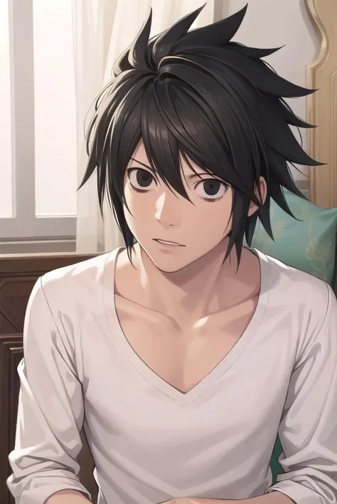 lawliet, <lora:lawliet manga-lora-nochekaiser:1>,
lawliet, male focus, spiked hair, (black eyes:1.5), black hair,
BREAK shirt, white shirt, collarbone, long sleeves, pants, denim,
BREAK indoors,
BREAK looking at viewer, (cowboy shot:1.5),
BREAK <lyco:GoodHands-beta2:1>, (masterpiece:1.2), best quality, high resolution, unity 8k wallpaper, (illustration:0.8), (beautiful detailed eyes:1.6), extremely detailed face, perfect lighting, extremely detailed CG, (perfect hands, perfect anatomy),