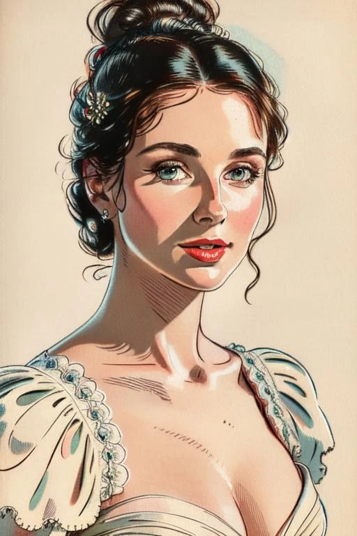 Masterpiece, best quality, hi res, 8k, hi res, 8k, award winning , (sharp focus, intricate, highly detailed) <lora:warrentufts:0.85> warrentufts,an elegant woman, vintage drawing