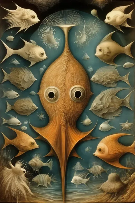 <lora:Remedios Varo Style:1>Remedios Varo Style - Prior Art in the style of Remedios Varo and ernst haeckel