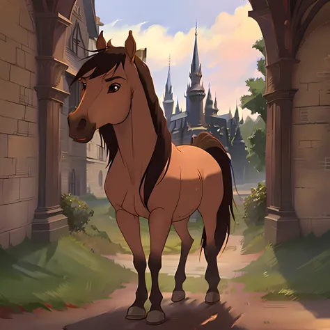 horse, <lora:spirit2002:0.9>, near the Hogwarts
