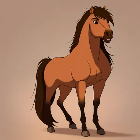 <lora:spirit2002:0.8>, 1horse, buckskin coloured horse with a black mane without white spots with a dark brown nose, a black tail, and brown eyes, (best quality, masterpiece), (((fur))), flat background, (white background), (mane on the one side)