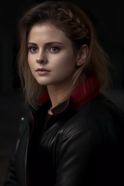 adult woman,close up, ((portrait, red shirt , black jacket, black pants)), city at night, (( detailed skin texture, dark night, midnight, full moon, starry sky)),rrosemciver, <lyco:RoseMcIver:1.0>, (masterpiece, best quality, ultra-detailed, best shadow), high contrast, (best illumination), ((cinematic light)), colorful, hyper detail, dramatic light, intricate details, (1 girl, solo) , ultra detailed artistic photography, dreamy, backlit, shadows, ultra high definition, 8k, ultra sharp focus, ultra high quality model, soft lighting, film photography, analogue photography, hyperrealism,