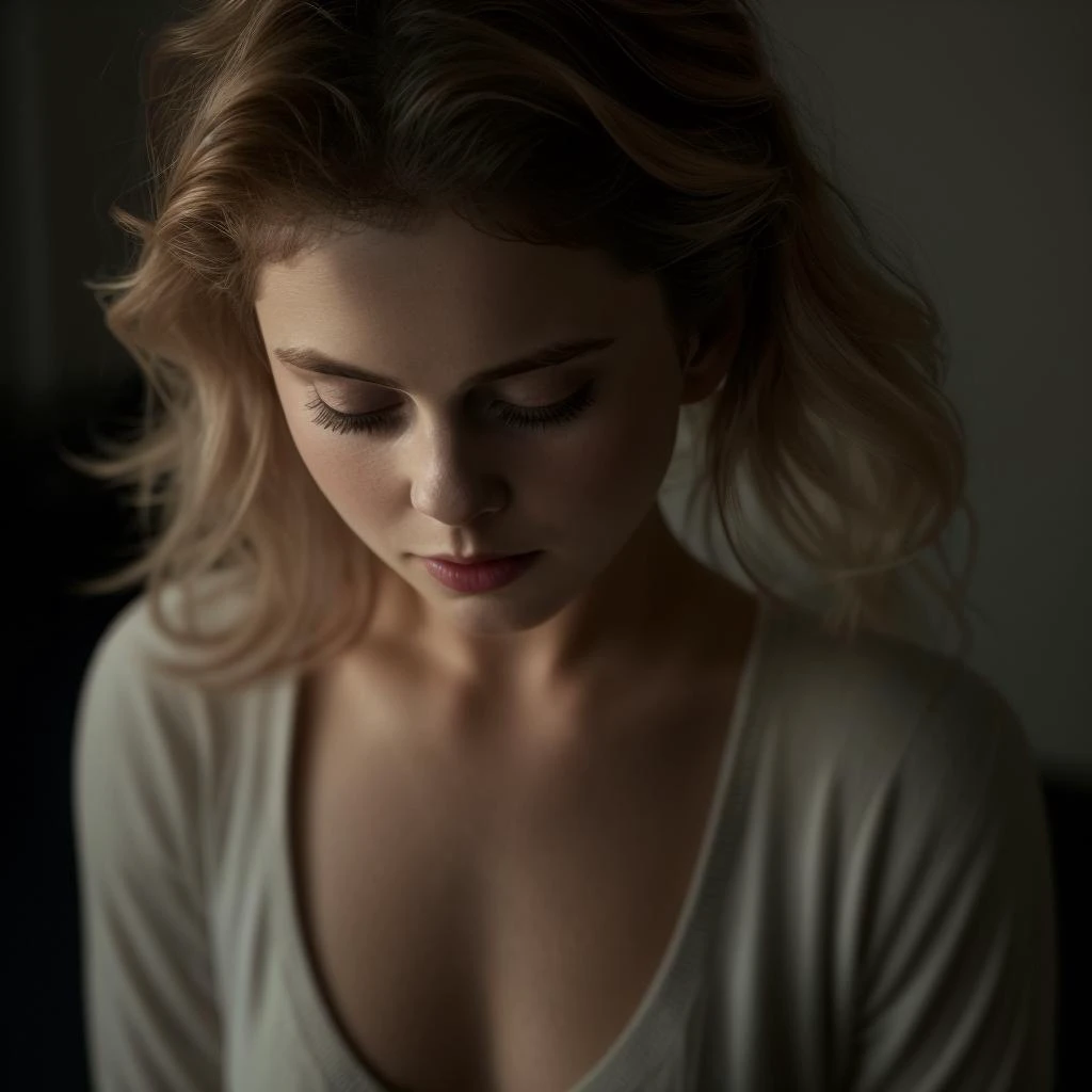 gloomy (selfie:1.1) photo of a savage woman with messy hair in a dark room, scared, blonde, dark-red oversized sweater,  rosemciver, <lyco:RoseMcIver:1.0>, (masterpiece, best quality, ultra-detailed, best shadow), high contrast, (best illumination), ((cinematic light)), colorful, hyper detail, dramatic light, intricate details, (1 girl, solo) , ultra detailed artistic photography, dreamy, backlit, shadows, ultra high definition, 8k, ultra sharp focus, ultra high quality model, soft lighting, film photography, analogue photography, hyperrealism,